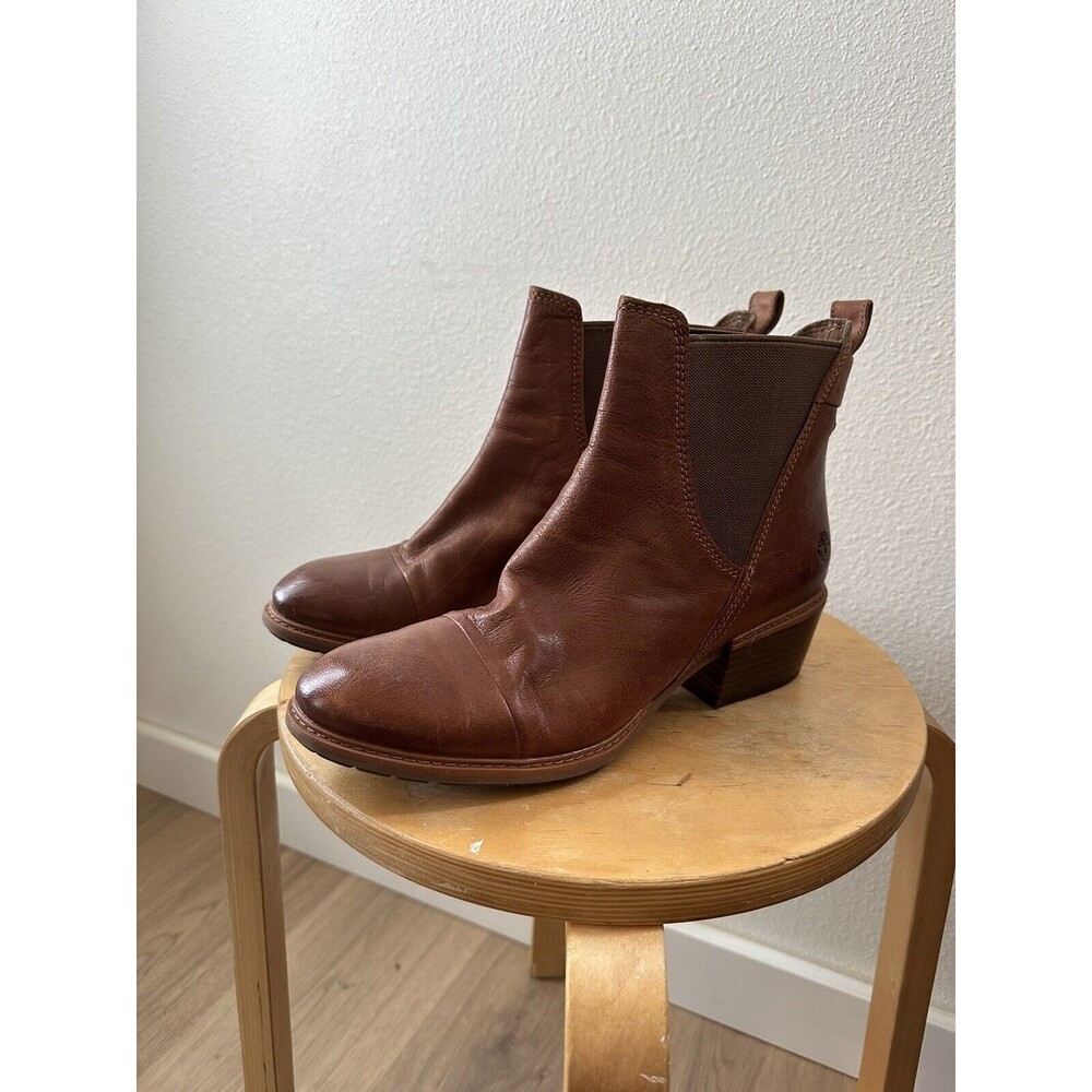 TIMBERLAND Ankle Boots Sutherlin Bay Womens 10 Tan Leather Chelsea Pull On